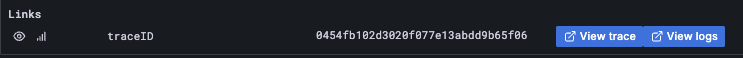 Trace links in logs - Zoomed